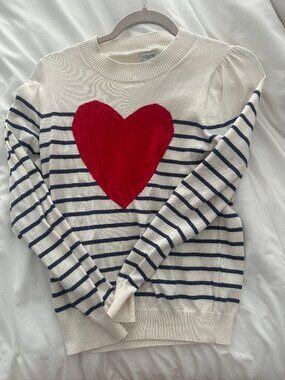J Crew Factory Puff-sleeve heart sweater
